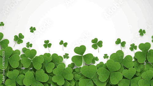 Abundant Green Clover Leaves Forming a Decorative Border on White Background