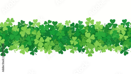 Seamless Border of Green Shamrock Clover Leaves for St. Patrick's Day Celebration