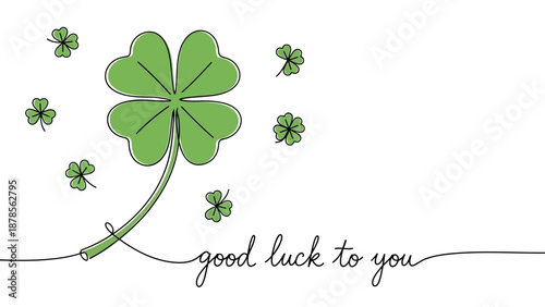 Four Leaf Clover and "Good Luck To You" Message for Celebration and Good Fortune