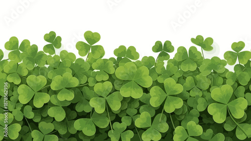 Lush green clover leaves forming a dense background pattern for St. Patrick's Day