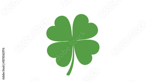 Green Four-Leaf Clover Symbol of Luck and Good Fortune on a White Background