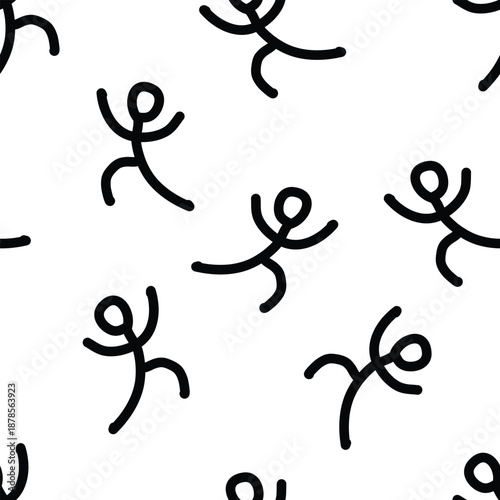 Dancing figure seamless pattern in white background for any design purposes.