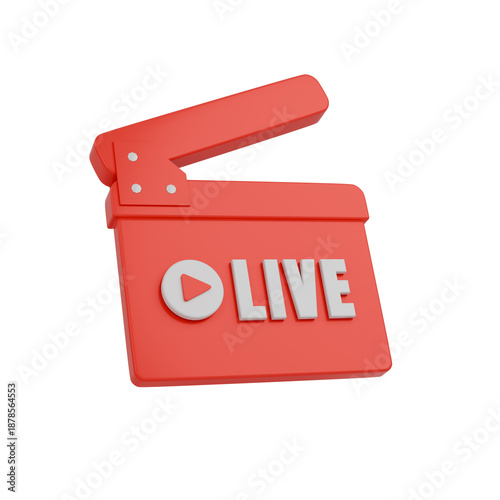 3D Render Live Streaming Clapperboard Icon