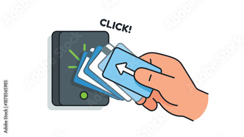 Access Control Illustration: Hand Swiping ID Card