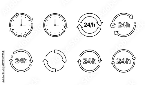 24/7 Support and Service Icons Collection Vector