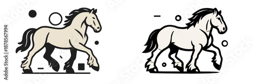 Vector illustration of a horse in playful motion design