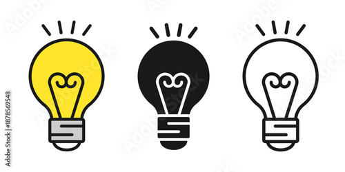 Light bulb icon set collection in flat style. Lightbulb vector illustration on isolated background. Idea sign business concept.