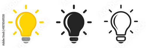 Light bulb icon set collection in flat style. Lightbulb vector illustration on isolated background. Idea sign business concept.