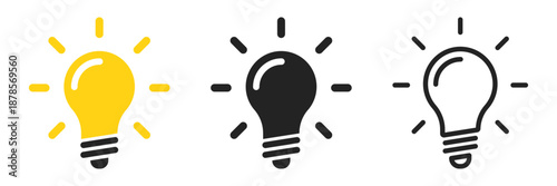 Light bulb icon set collection in flat style. Lightbulb vector illustration on isolated background. Idea sign business concept.