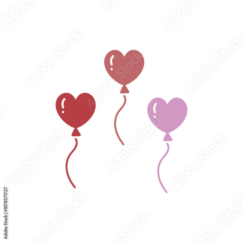 シンプルなハートの風船の素材イラスト【バレンタイン】