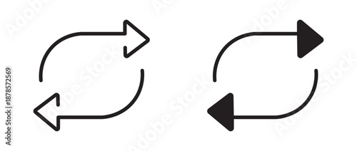 Repeat Icon Set, in Line and Solid Style, UI UX Icon, Vector Illustration.
