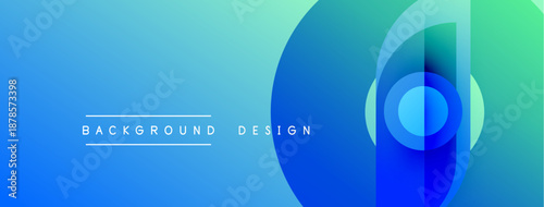 Abstract gradient background. Blue, turquoise hues blend smoothly. Circular shapes overlap creating dynamic visual effect. Text reads background design.