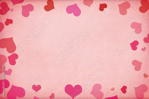 Pink Paper Background with Heart Cutout Border