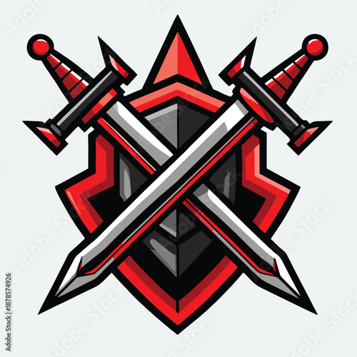 design logo vector illustration mascot icon crossed battle swords