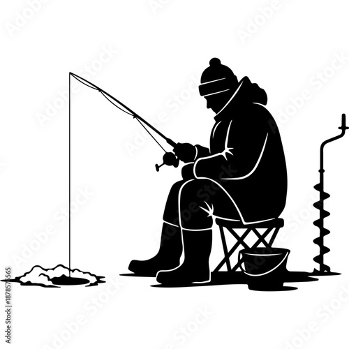 Ice Fishing Silhouette