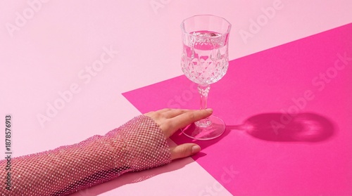 Pink lipstick and lip shaped chocolate cocktail pink background