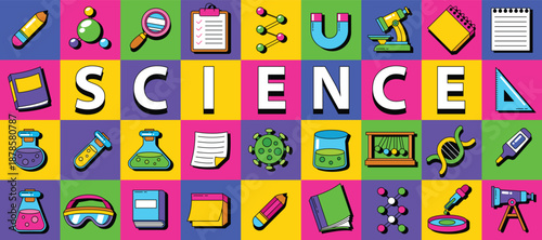 Science & chemistry element pop art style background vector illustration