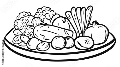 Assorted Vegetables on a Plate.