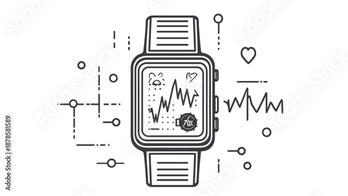 Smartwatch with health monitoring features illustration.