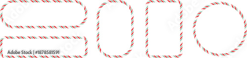 Festive candy cane border frames in various shapes, perfect for christmas designs