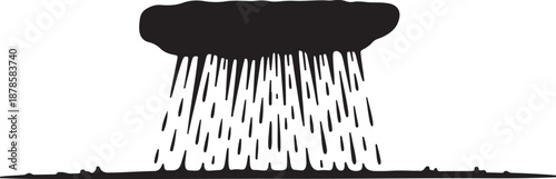 Black shower head with water droplets on white background