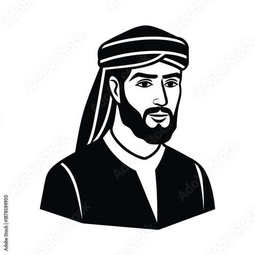 Traditional Omani Man Wearing Dishdasha And Kumma