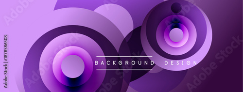 Abstract purple layers create dynamic circular design. Modern gradients suggest depth, movement, visual interest. Smooth transitions offer sleek aesthetic.