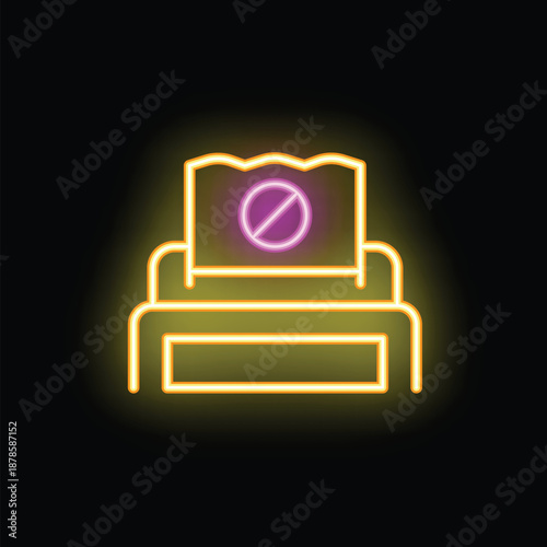 Neon yellow shredder icon glowing on dark background representing data privacy and security