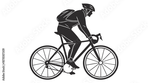 Black silhouette of a cyclist riding a bicycle
