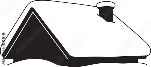 Snowy Roof with Chimney Isolated on White Background Illustration