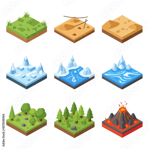 Isometric Landscapes and Geological Formations.