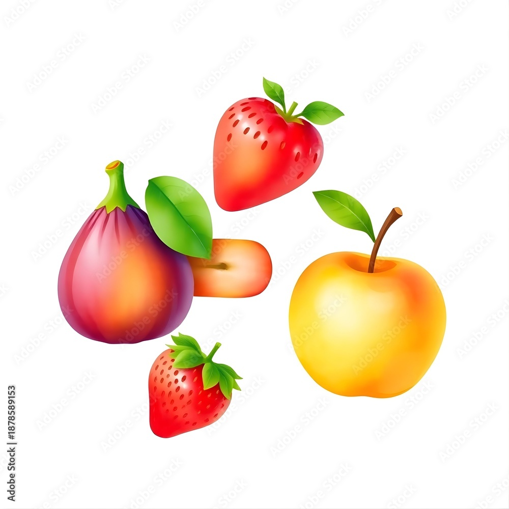 Naklejka premium 3D watercolor fruits