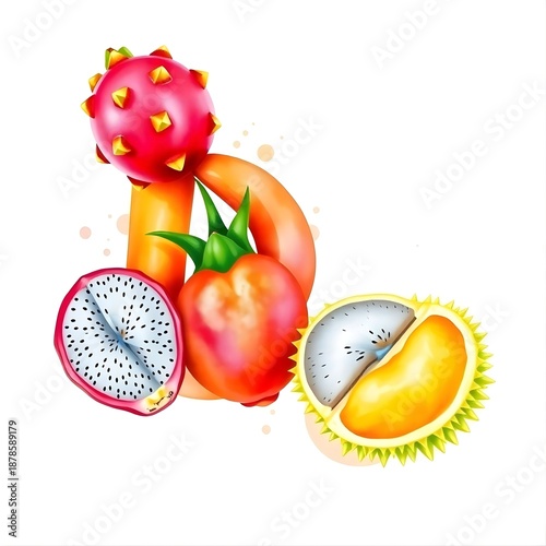 3D watercolor fruits
