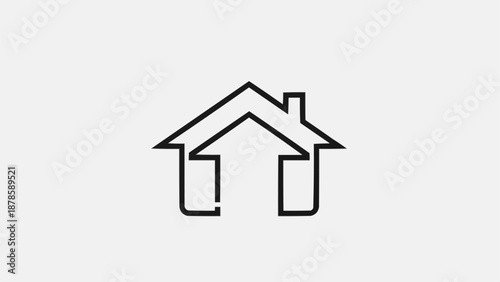 Simple Line Art Icon of a House with an Upward Arrow.