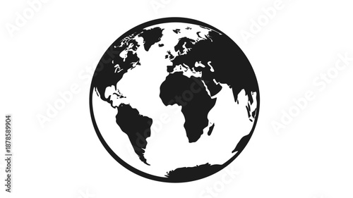 Black and White Globe Illustration.