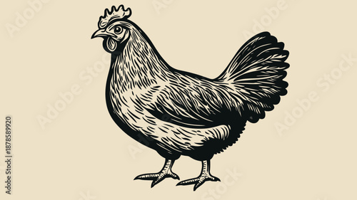 Black and White Illustration of Chicken.