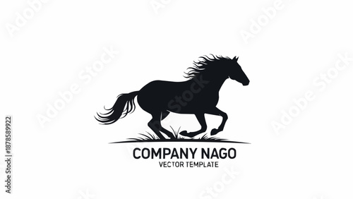 Silhouette of a running horse with flowing mane and tail.