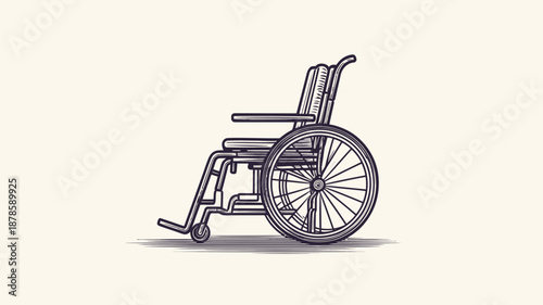 Black and White Wheelchair Illustration.