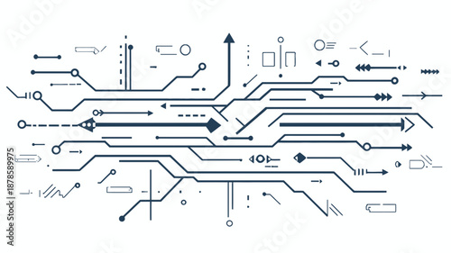 Complex Circuit Board Design Elements.