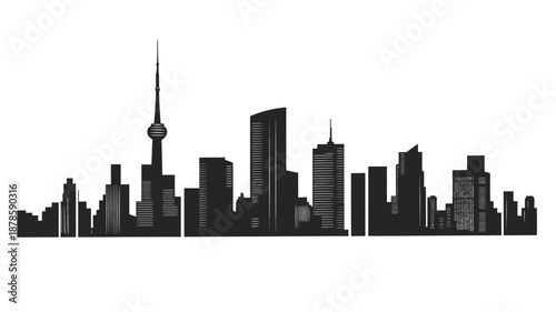 Toronto City Skyline Silhouette Vector Illustration.