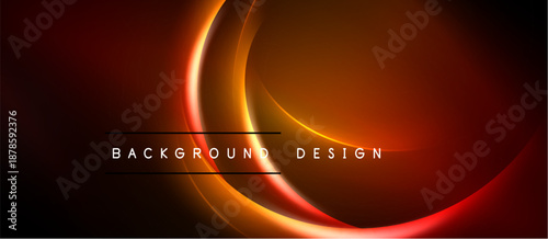 Abstract design features glowing orange curves. Dark background emphasizes bright, dynamic shapes. Text reads background design.