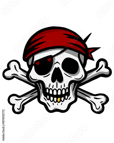 Calavera pirata corazón.