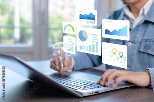 Quadro em tela Digital business analytics showing data visualization, insight generation, and performance analysis