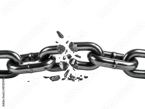 A chain broken into freedom, symbolizing liberation and release isolated on transparent background