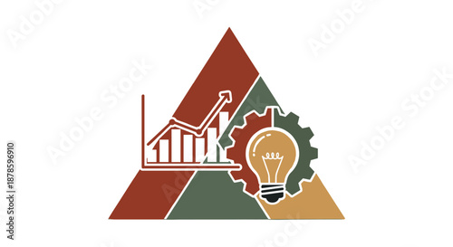 A compelling visual representation illustrating the essential elements of successful business strategy, including data analysis, innovation, and growth, presented as a triangular infographic on a