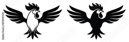 Dynamic bird silhouettes in flight with bold graphic styleFlying African red rumped swallow bird Silhouette Design  And Vector Illustration.Regal bird emblems with crowns for luxury branding
