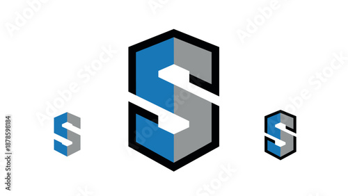 Modern geometric letter s logo design in 3d hexagon style