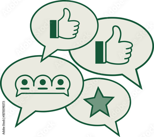 Flat community feedback icon minimal green vector illustration