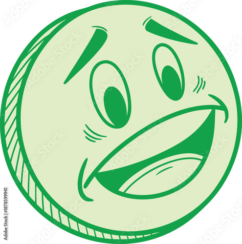 Flat social reaction smile icon single green vector illustration