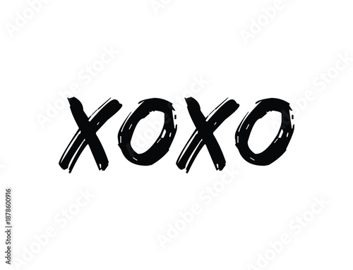 Xoxo black typography Poster, xoxo hugs and kissing brush lettering lipstick PNG design, xoxo art print, xoxo sticker for valentine, xoxo svg cut file, xoxo png, retro xoxo text vector.